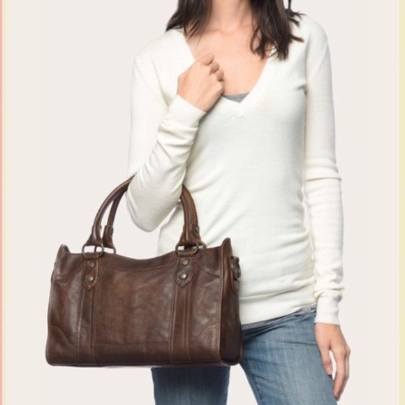 Frye Handbags - Frye Melissa Zip Satchel Leather Handbag